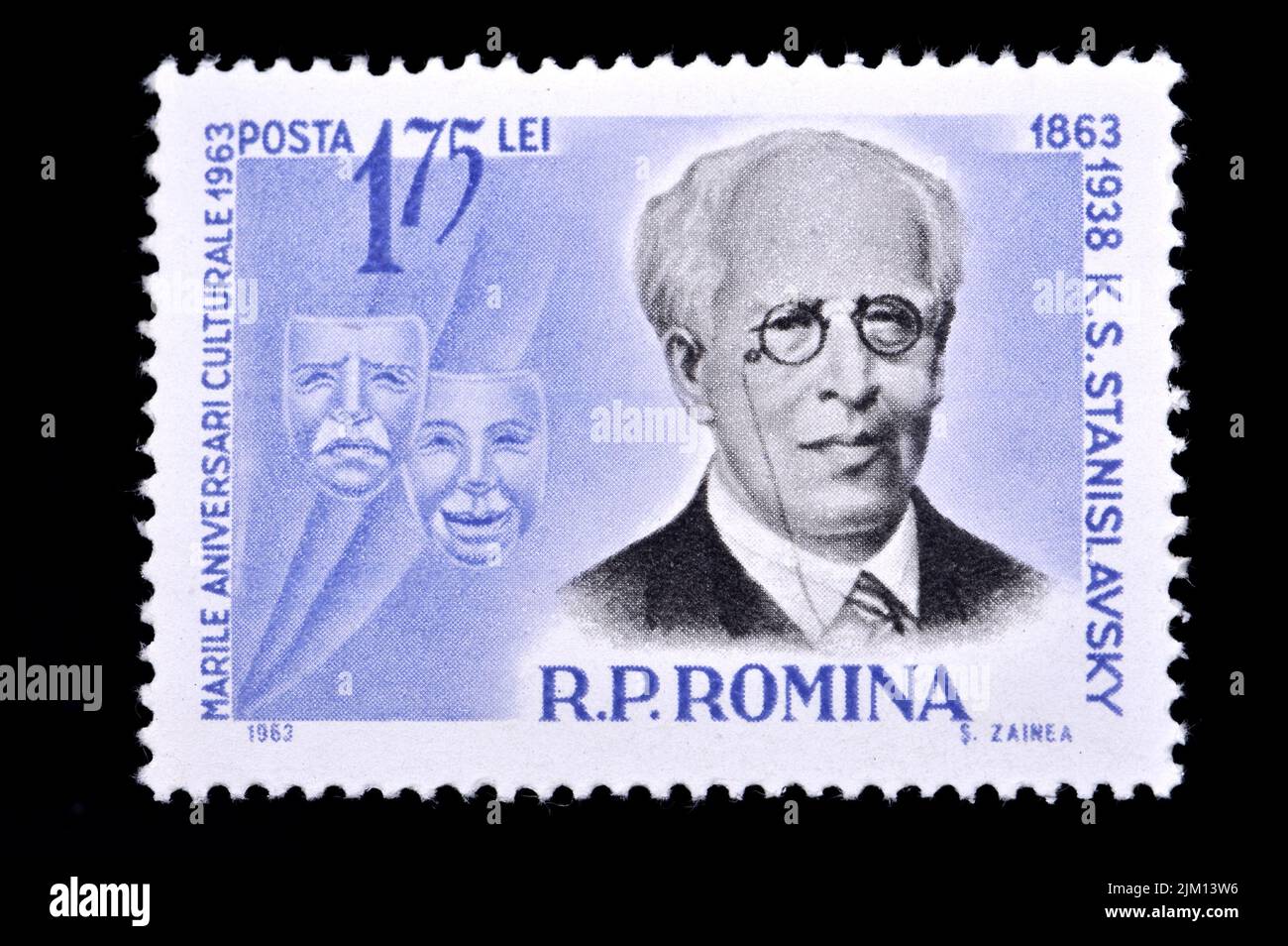 Romanian postage stamp (1963) : Konstantin Stanislavski (1863-1938), Russian Actor Stock Photo