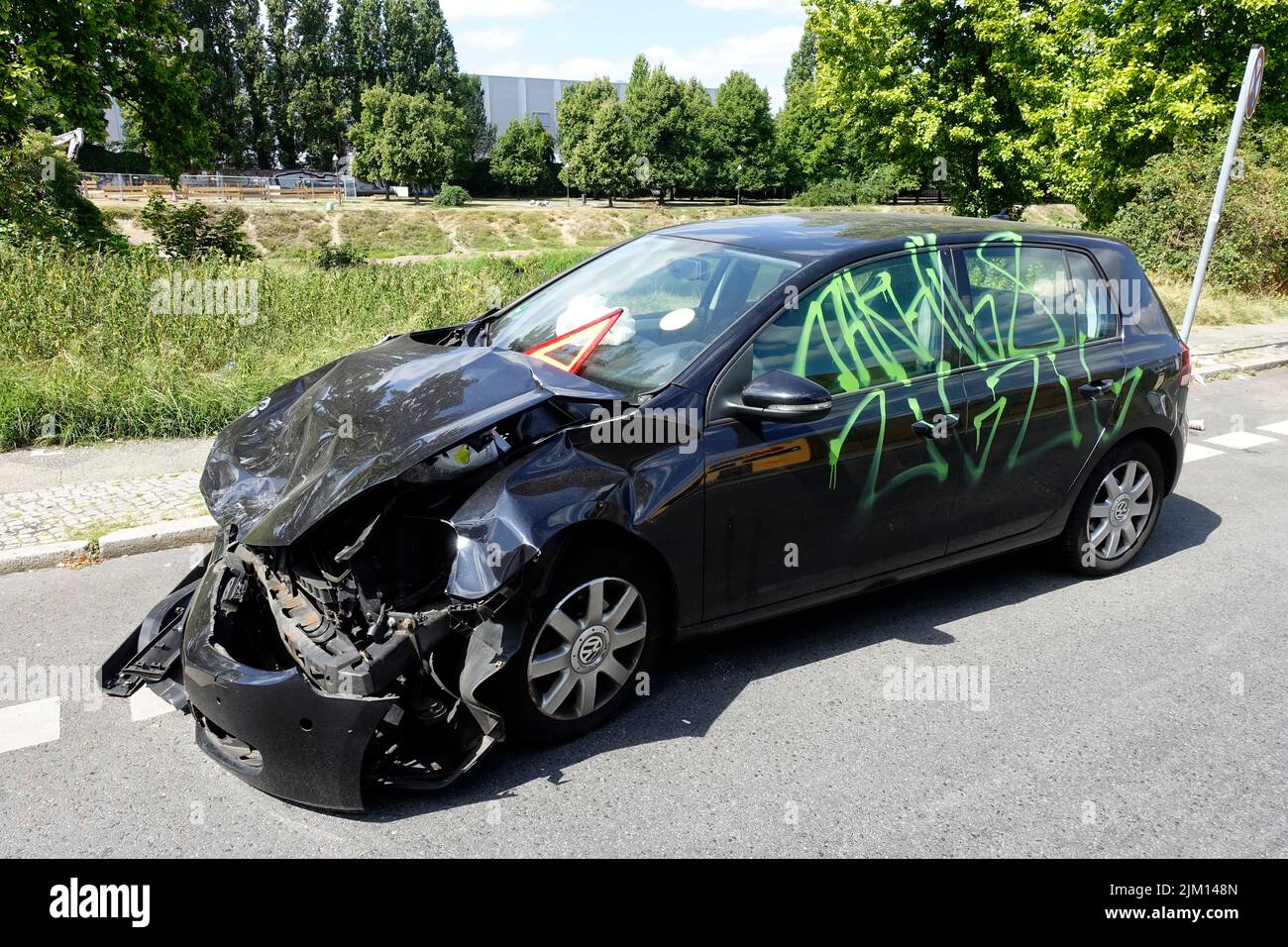 Car crash, VW, Berlin, Germany Stock Photo