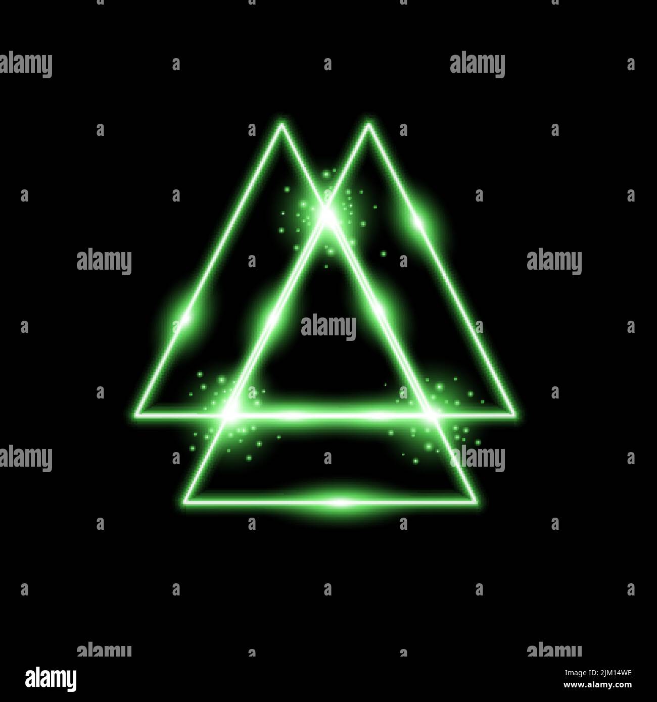 triangle light effect, laser, sparks, neon lights on black background ...
