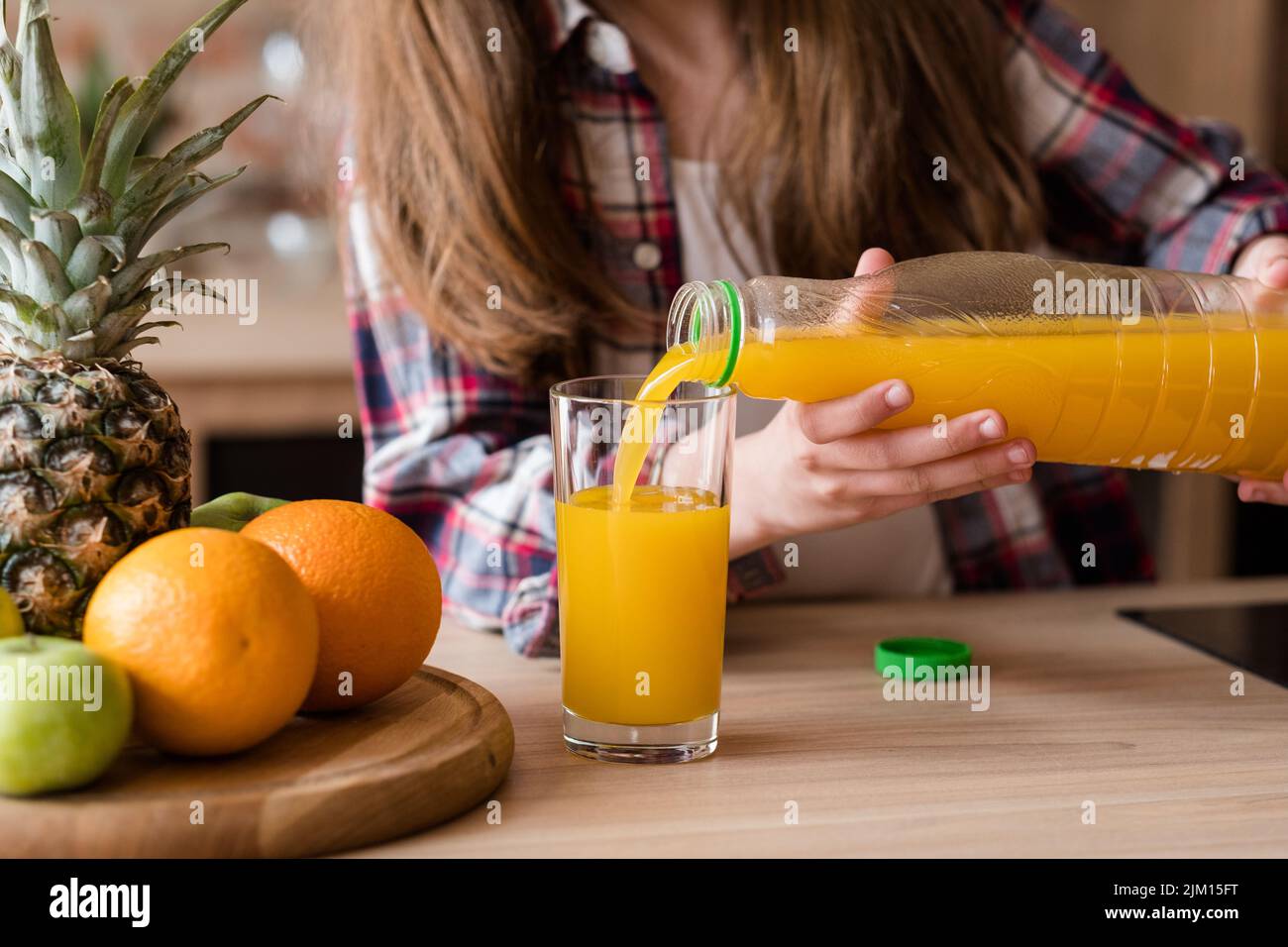 vegetarian vegan balanced diet kid orange juice Stock Photo Alamy