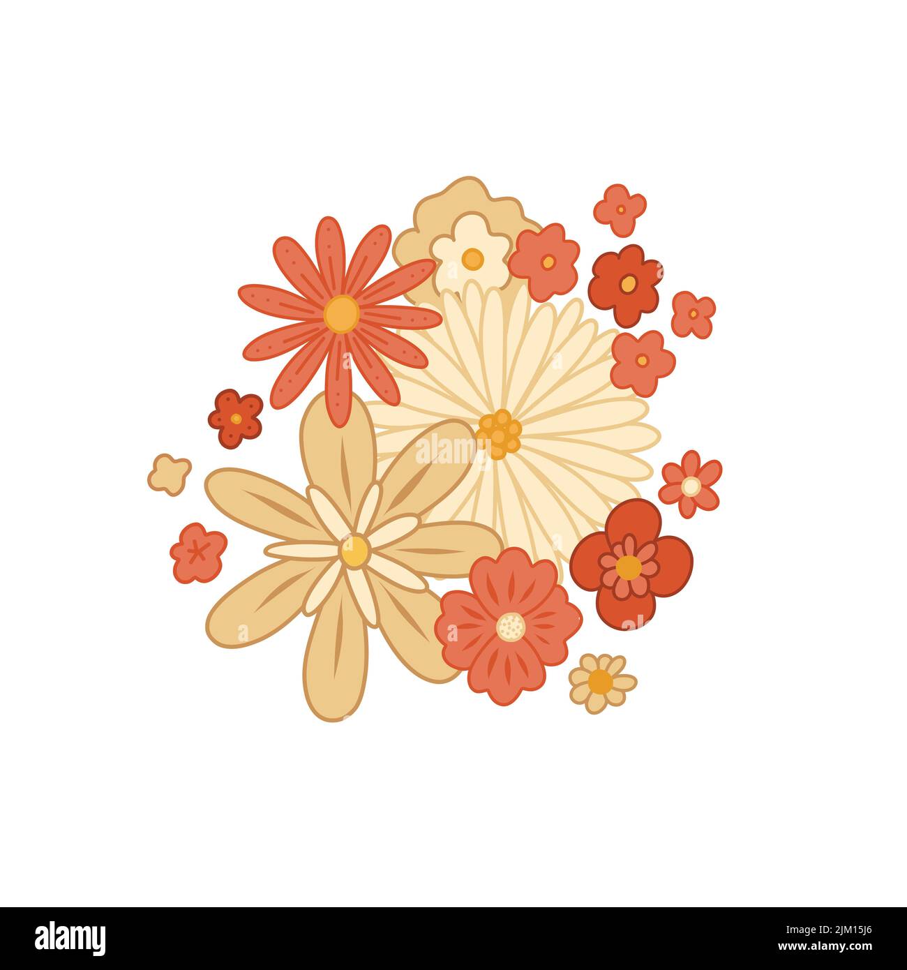 Vector groovy floral arrangement. Flower composition hippie clipart. Retro  bouquet isolated from the background. Nature clipart for stickers, printing  Stock Vector Image & Art - Alamy