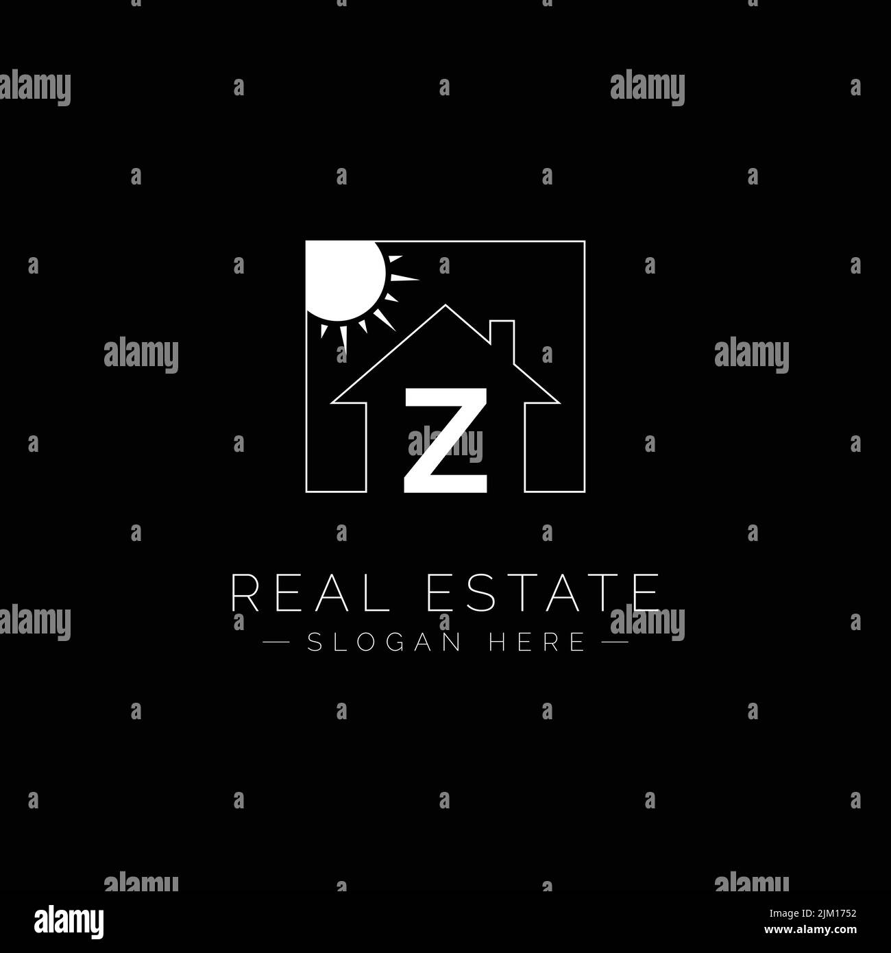 Real Estate Logo for Letter Z - Home and House icon With Letter Z for Property Business - Realtor Logo Stock Vector
