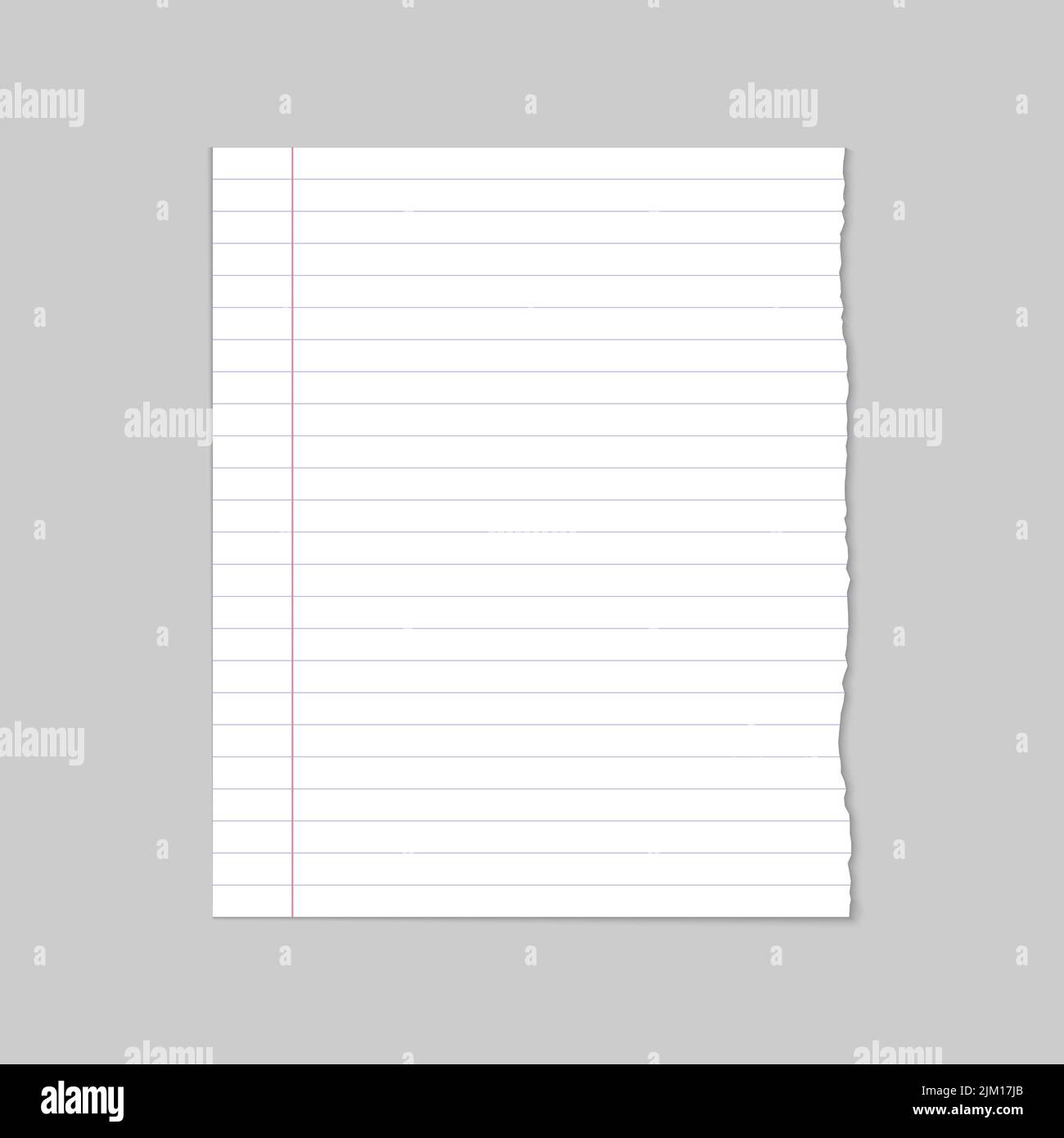 Ripped blank white line school paper, Notepad background Stock Vector ...