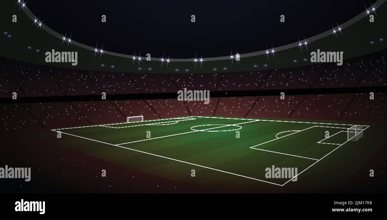 3d realistic soccer stadium at night. Football arena background Stock Vector