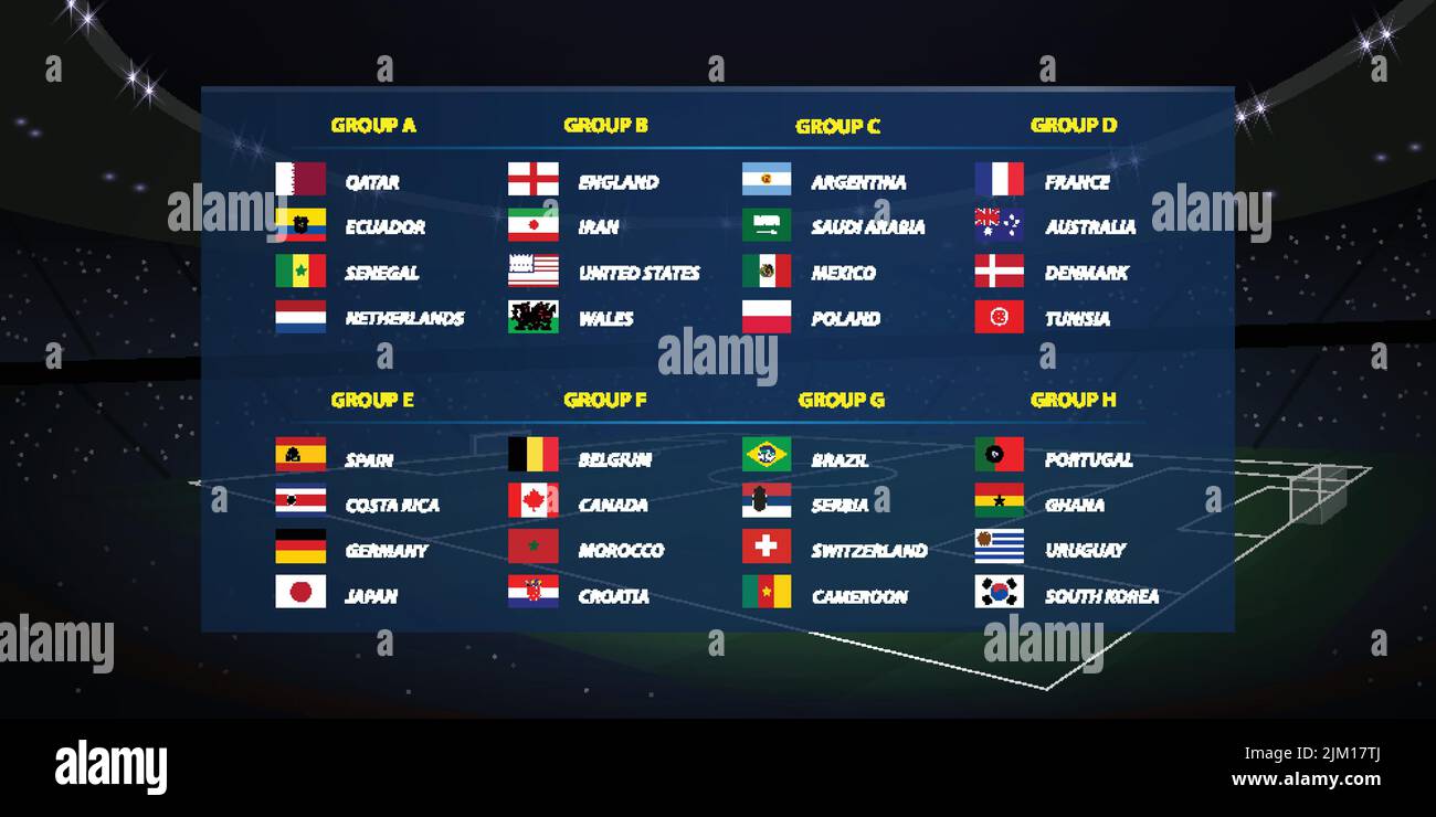 World tournament all groups. Soccer tournament broadcast graphic