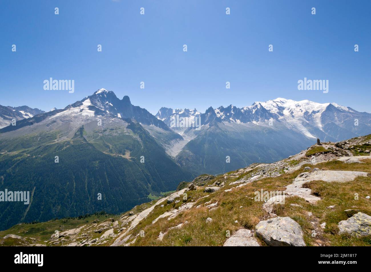 View of the Mont-Blanc Massif, Chamonix Mont-Blanc, France Stock Photo