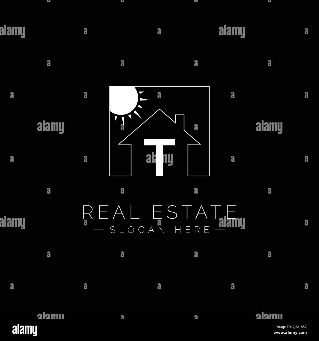 Real Estate Logo for Letter T - Home and House icon With Letter T for Property Business - Realtor Logo Stock Vector