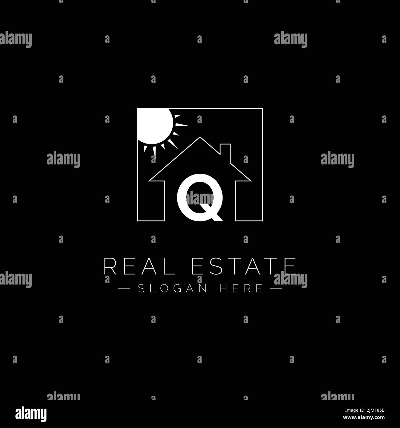 Real Estate Logo for Letter Q - Home and House icon With Letter Q for Property Business - Realtor Logo Stock Vector