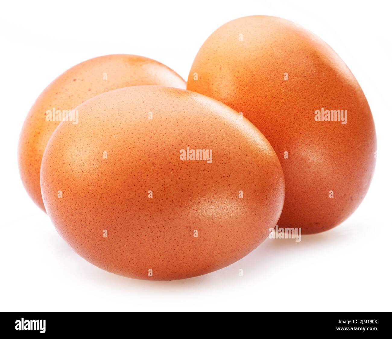 Brown chicken eggs isolated on white background. Stock Photo
