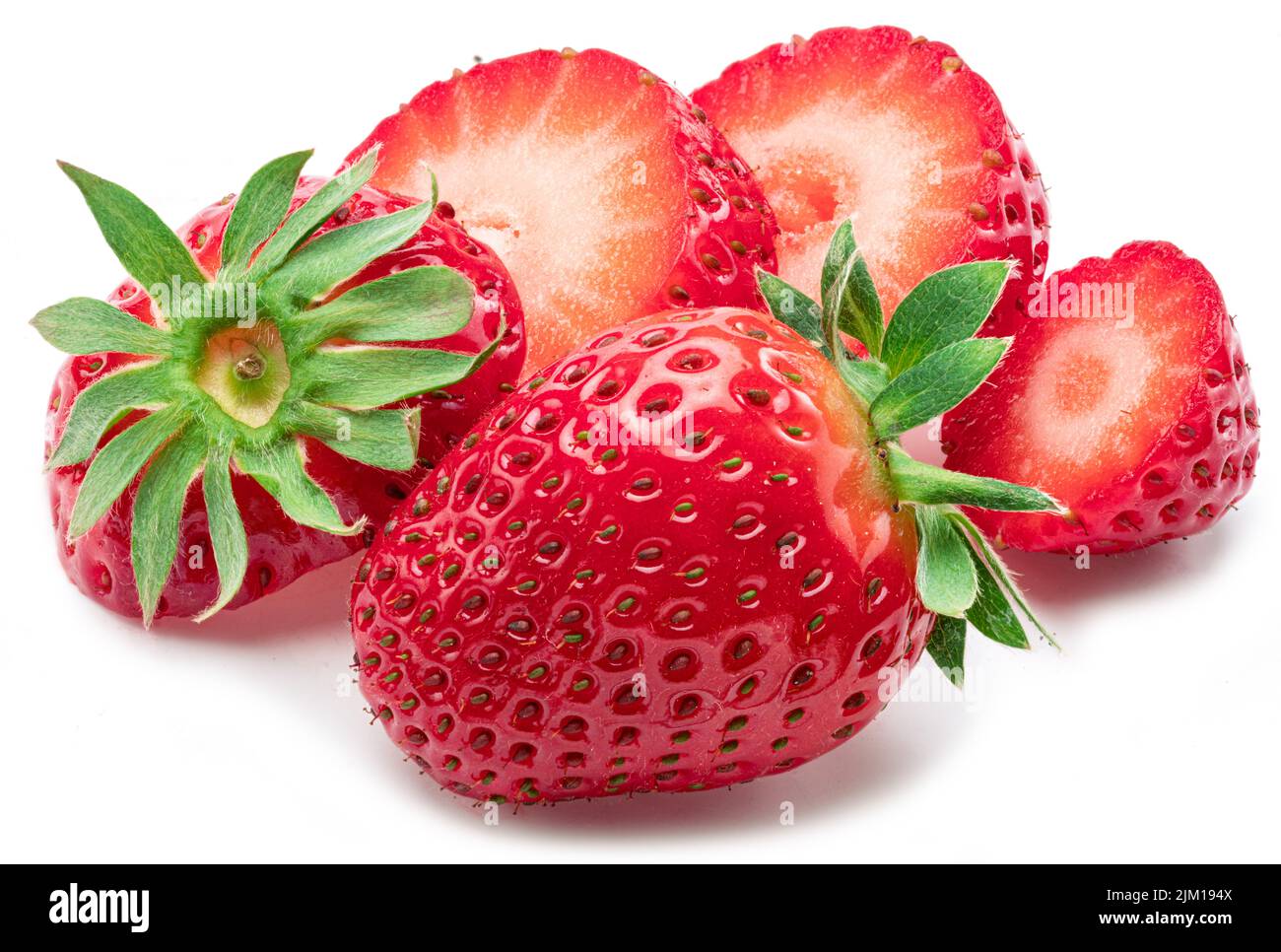 Chopped strawberry isolated on white background. Stock Photo