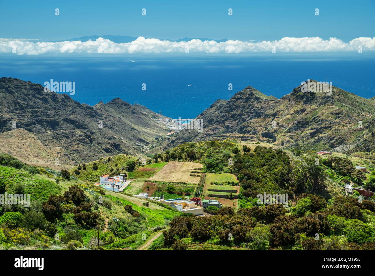 View on Tenerife island from Anaga Rural Park road. Stock Photo