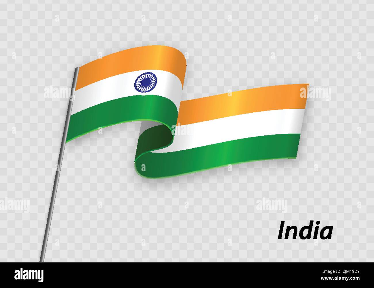 Waving flag of India on flagpole. Template for independence day design ...