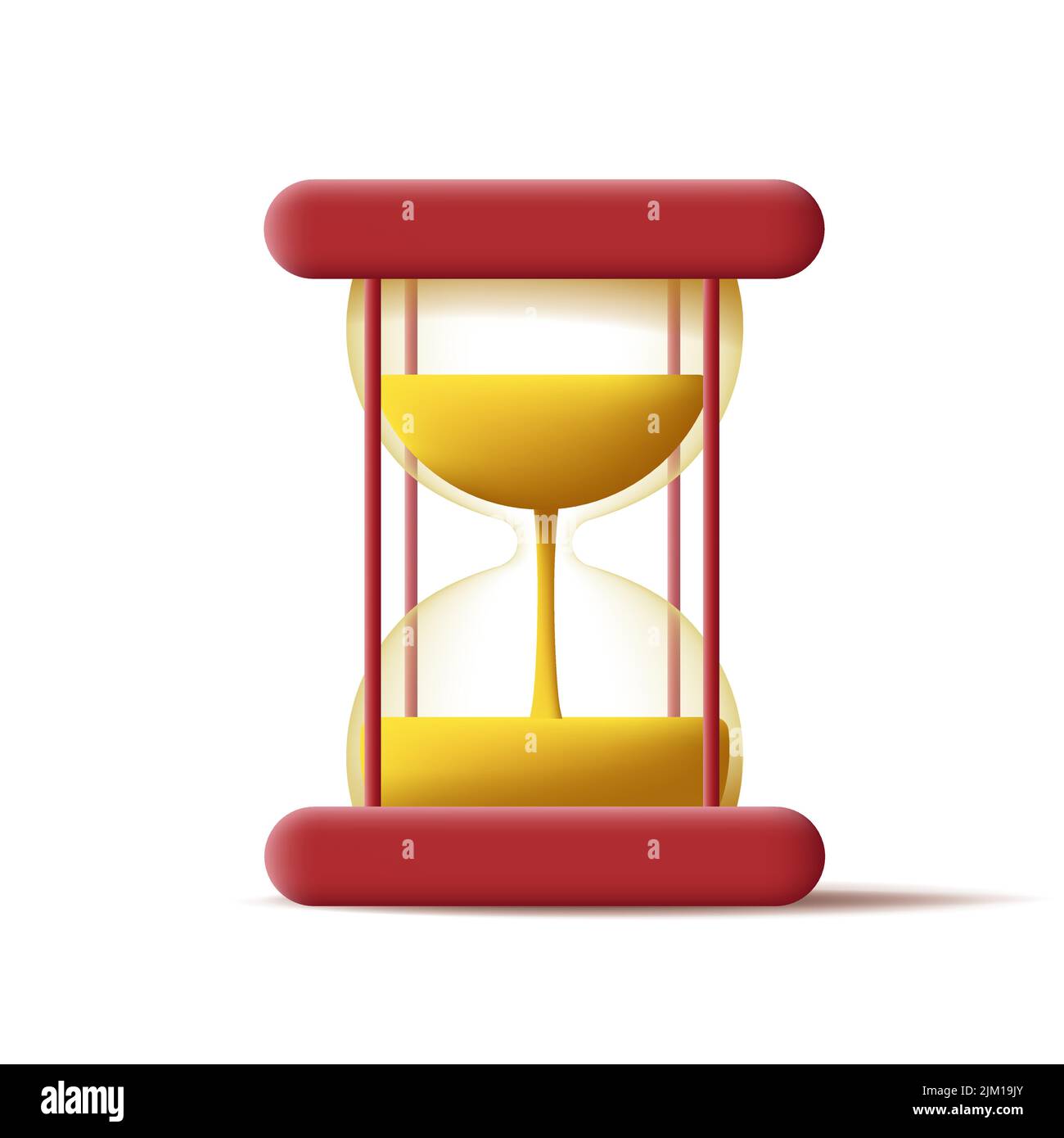 3d digital icon of sand clock, transparent glass. Vector illustration