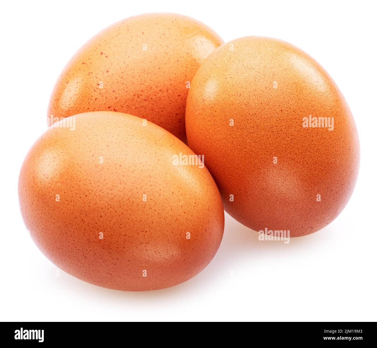 Brown chicken eggs isolated on white background. Stock Photo