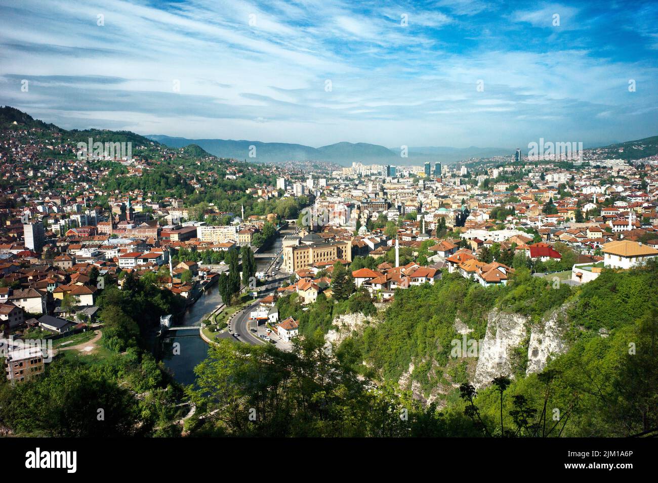 Sarajevo, Bosnia. Panorama of the Bosnian capital city. Stock Photo