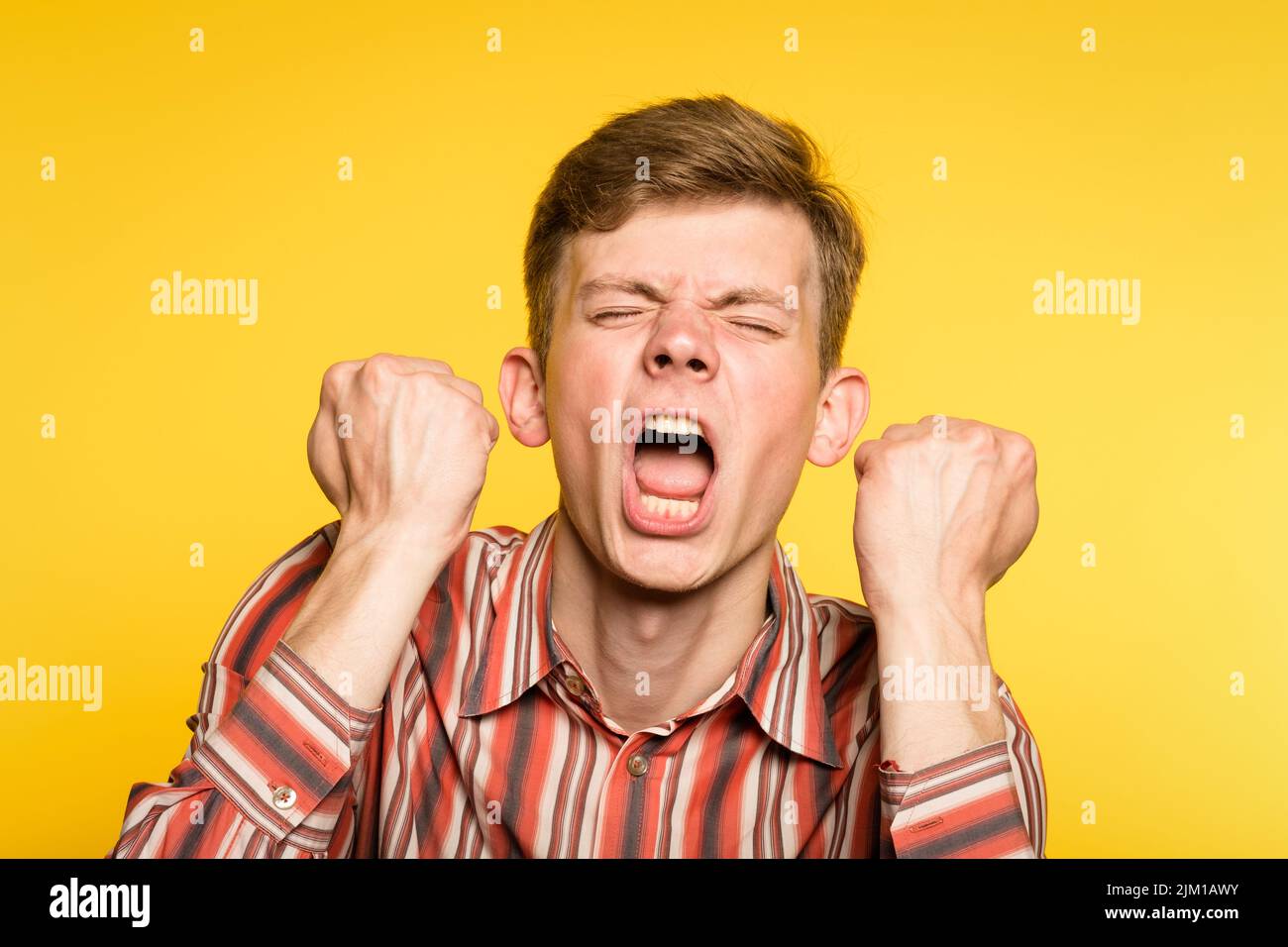 tantrum hysterics man hysterical fit screaming Stock Photo