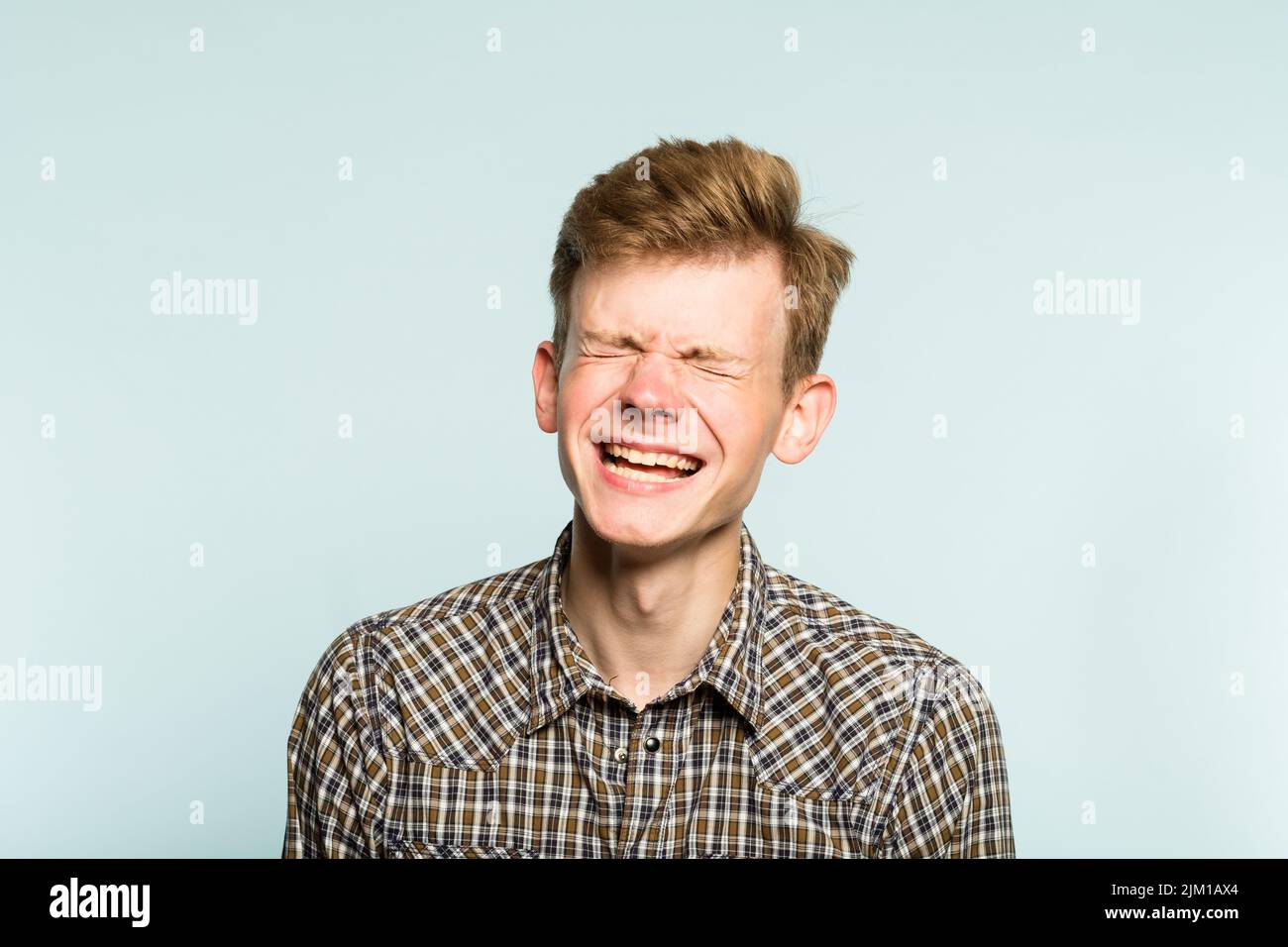 happiness enjoyment laugh man wide grin emotion Stock Photo