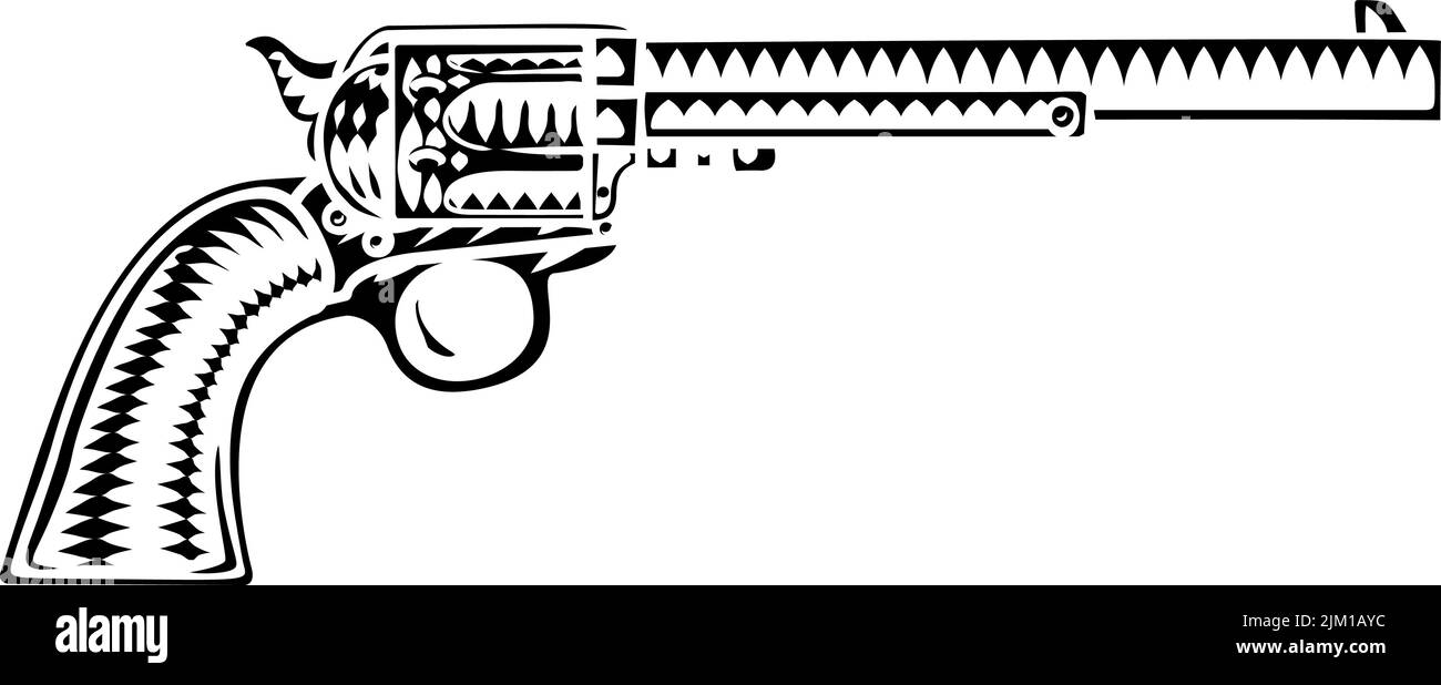 Cowboy Gun Western Pistol Old Vintage Revolver Stock Vector