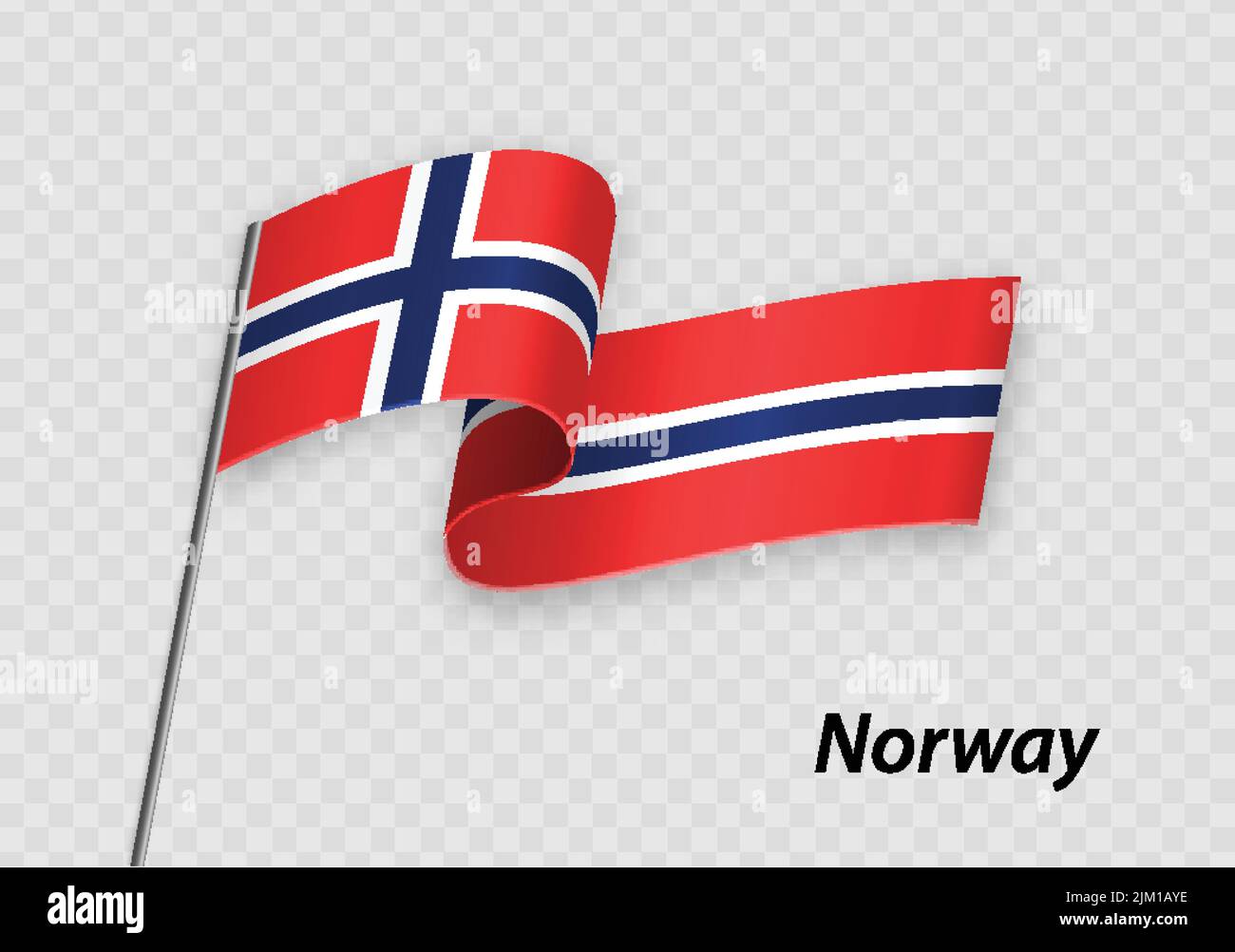 Waving flag of Norway on flagpole. Template for independence day design Stock Vector