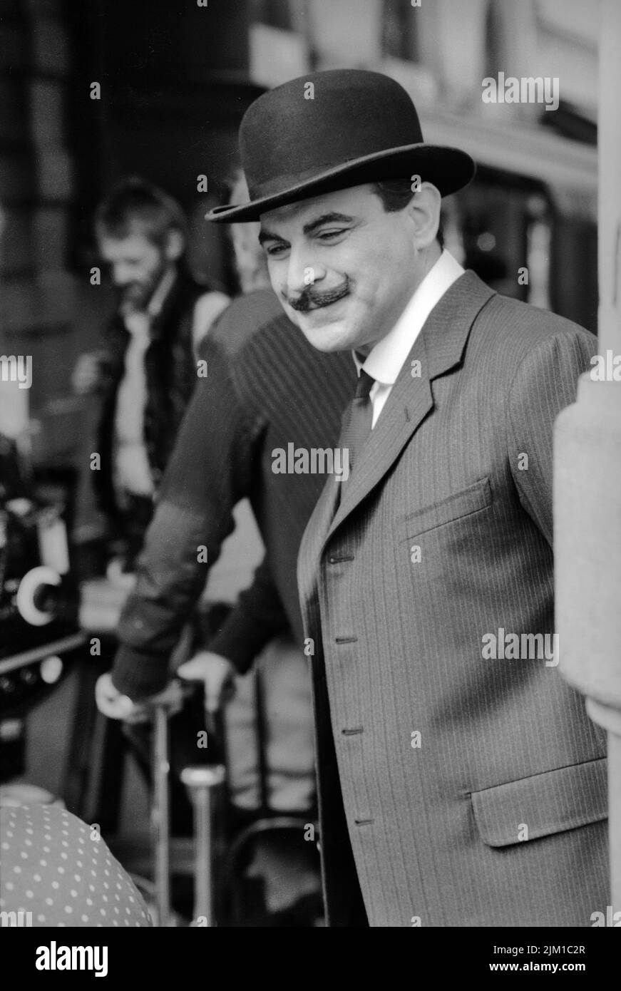 Brussels, Belgium - August 12, 1992: David Suchet actor on the set of - the chocolate box - Hercule Poirot at the Grand Place in Brussels Stock Photo