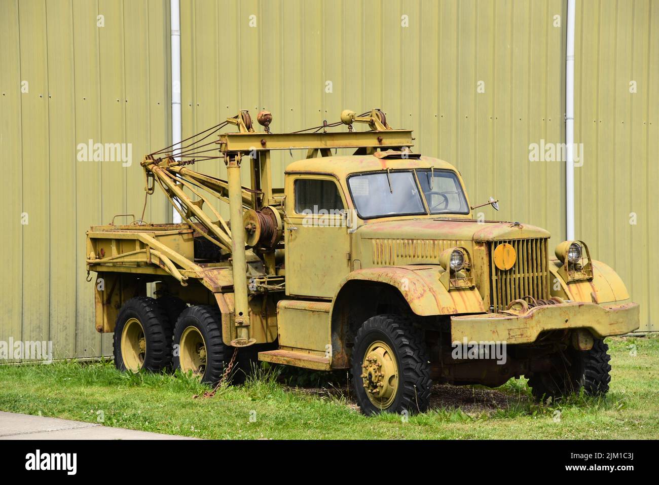 Lelystad, Netherlands. July 2022. An old crane truck. High quality photo Stock Photo