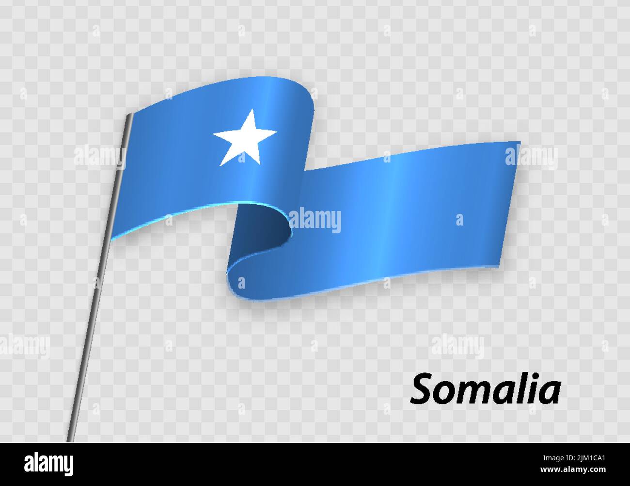 Waving flag of Somalia on flagpole. Template for independence day design Stock Vector