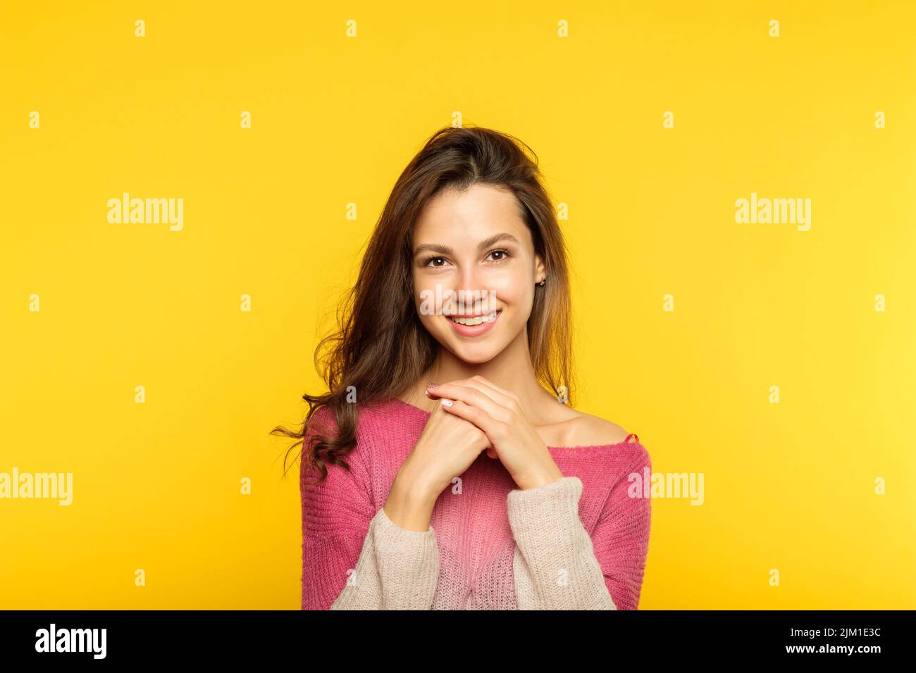 happy smiling joyful girl portrait face expression Stock Photo