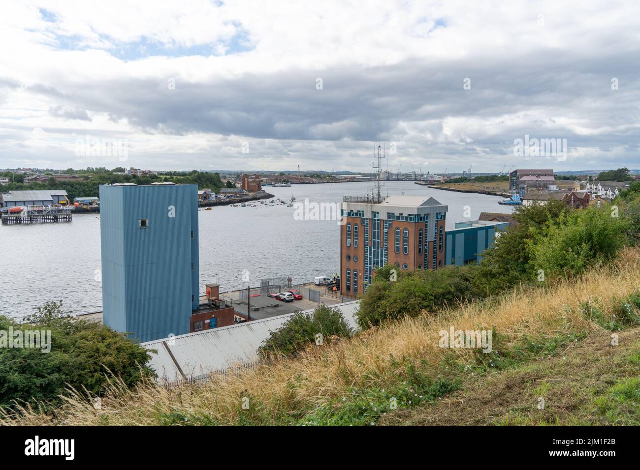 View looking down to the River Tyne and the Fish Quay in North Shields