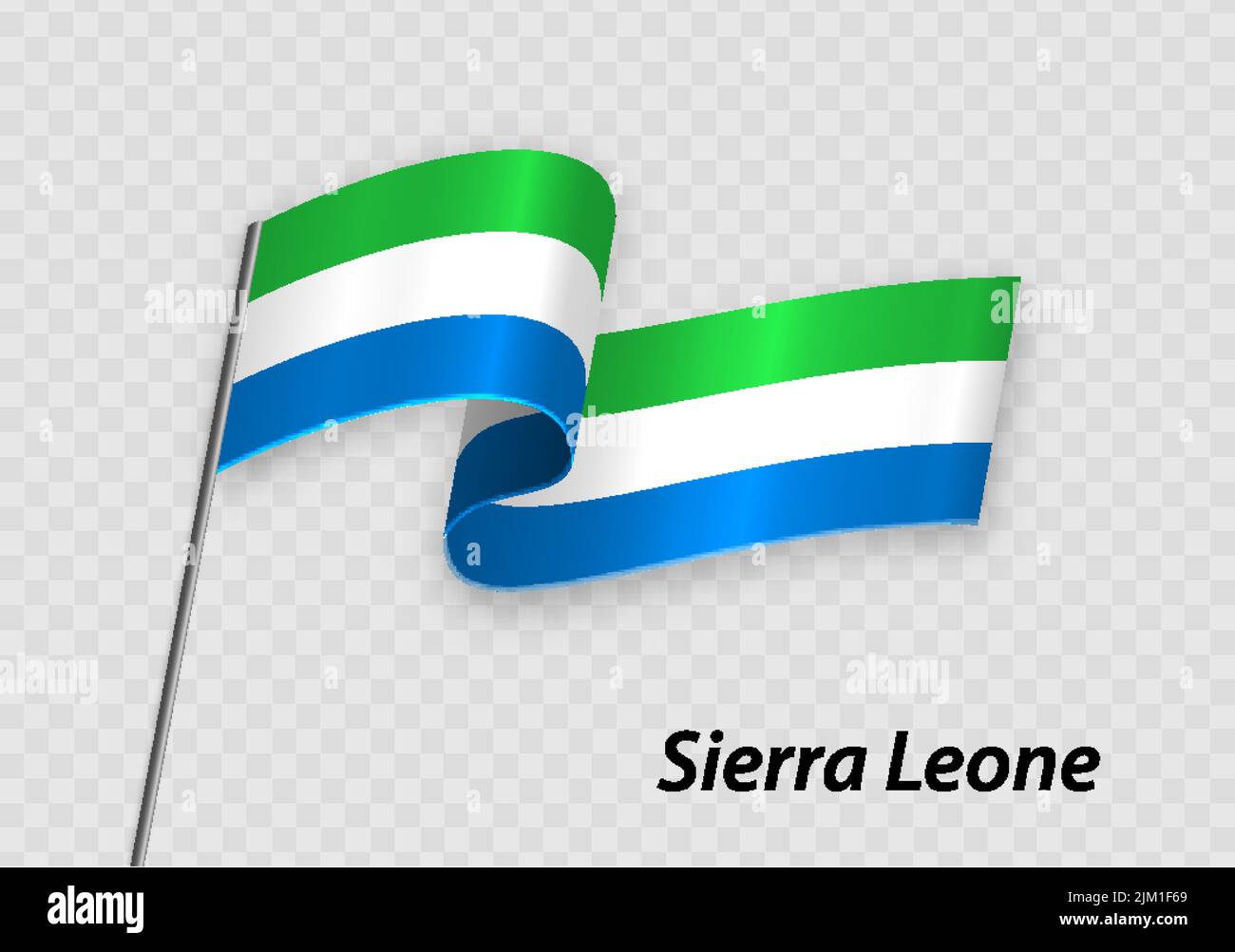 Waving flag of Sierra Leone on flagpole. Template for independence day ...