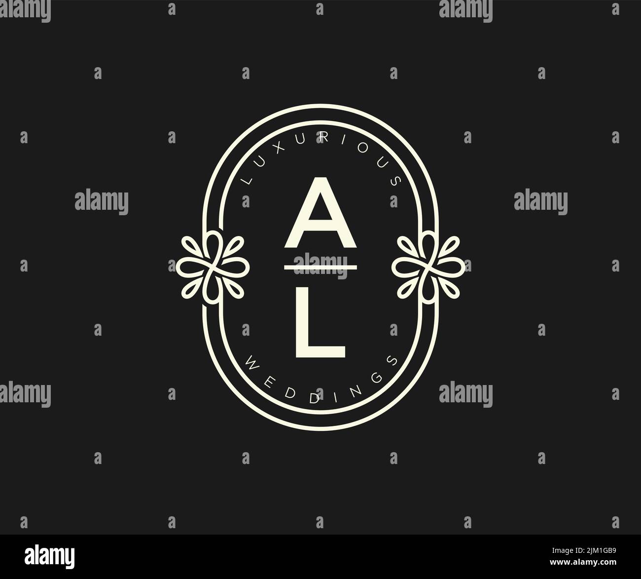 AL Initials letter Wedding monogram logos template, hand drawn modern minimalistic and floral templates for Invitation cards, Save the Date, elegant Stock Vector