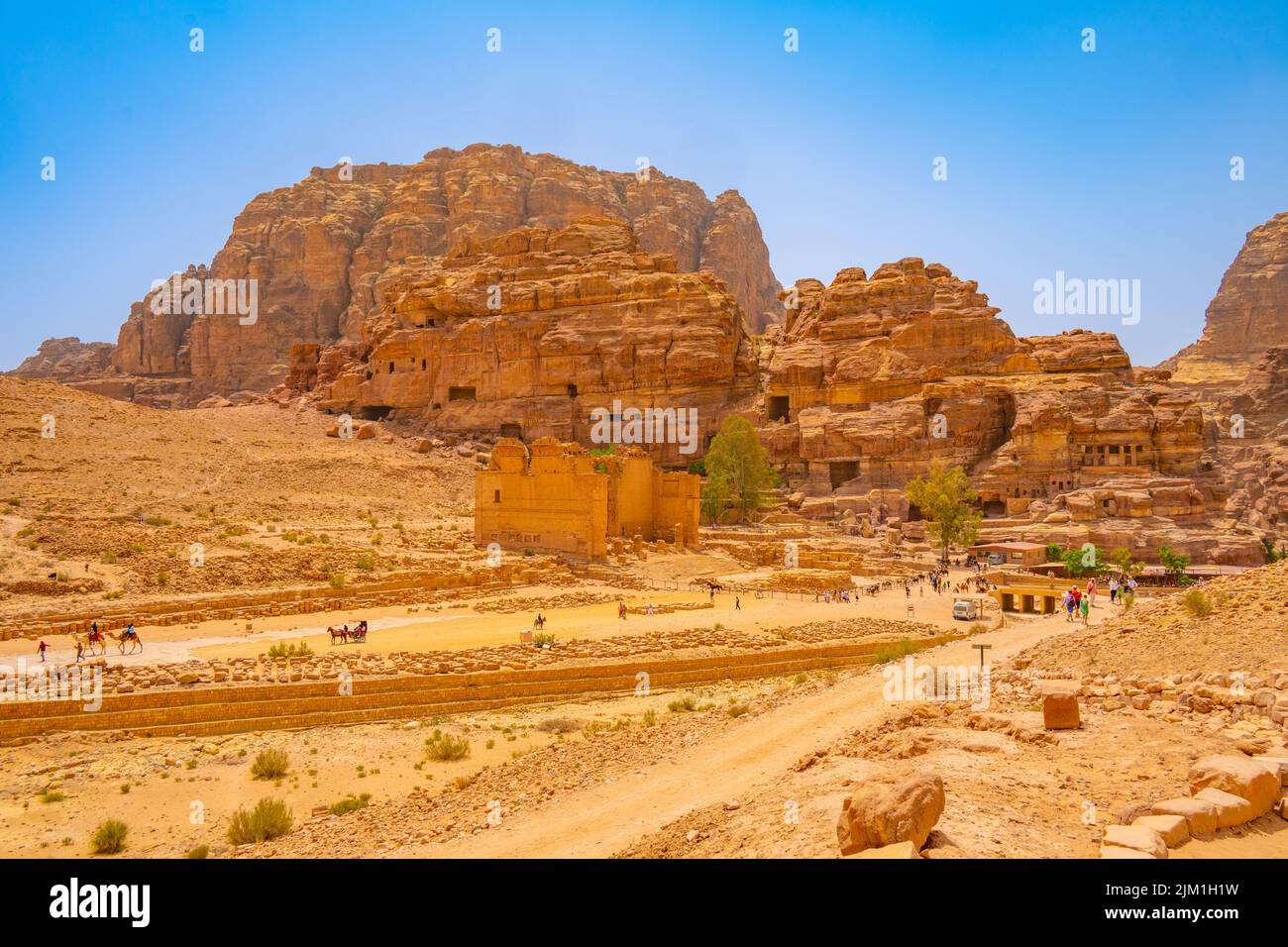 Looking towards Qasr al-Bint in Petra Jordan Stock Photo