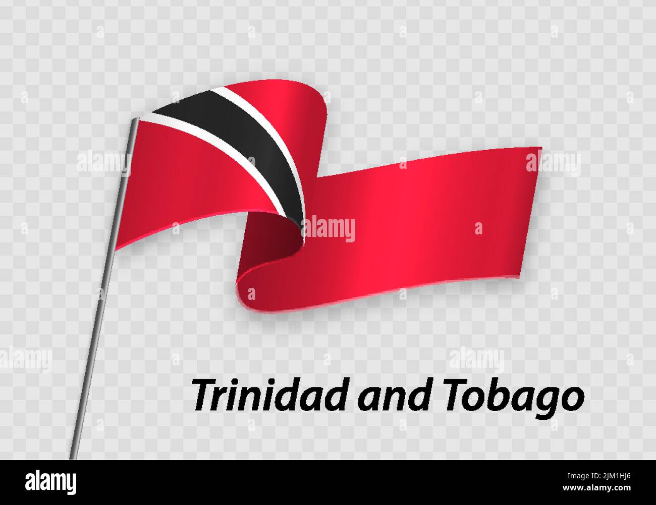 Waving flag of Trinidad and Tobago on flagpole. Template for independence day design Stock Vector