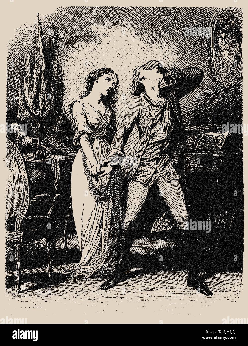 Illustration for Das Leiden des jungen Werthers (The Sorrows Of Young Werther), by Goethe. Museum: PRIVATE COLLECTION. Author: TONY JOHANNOT. Stock Photo