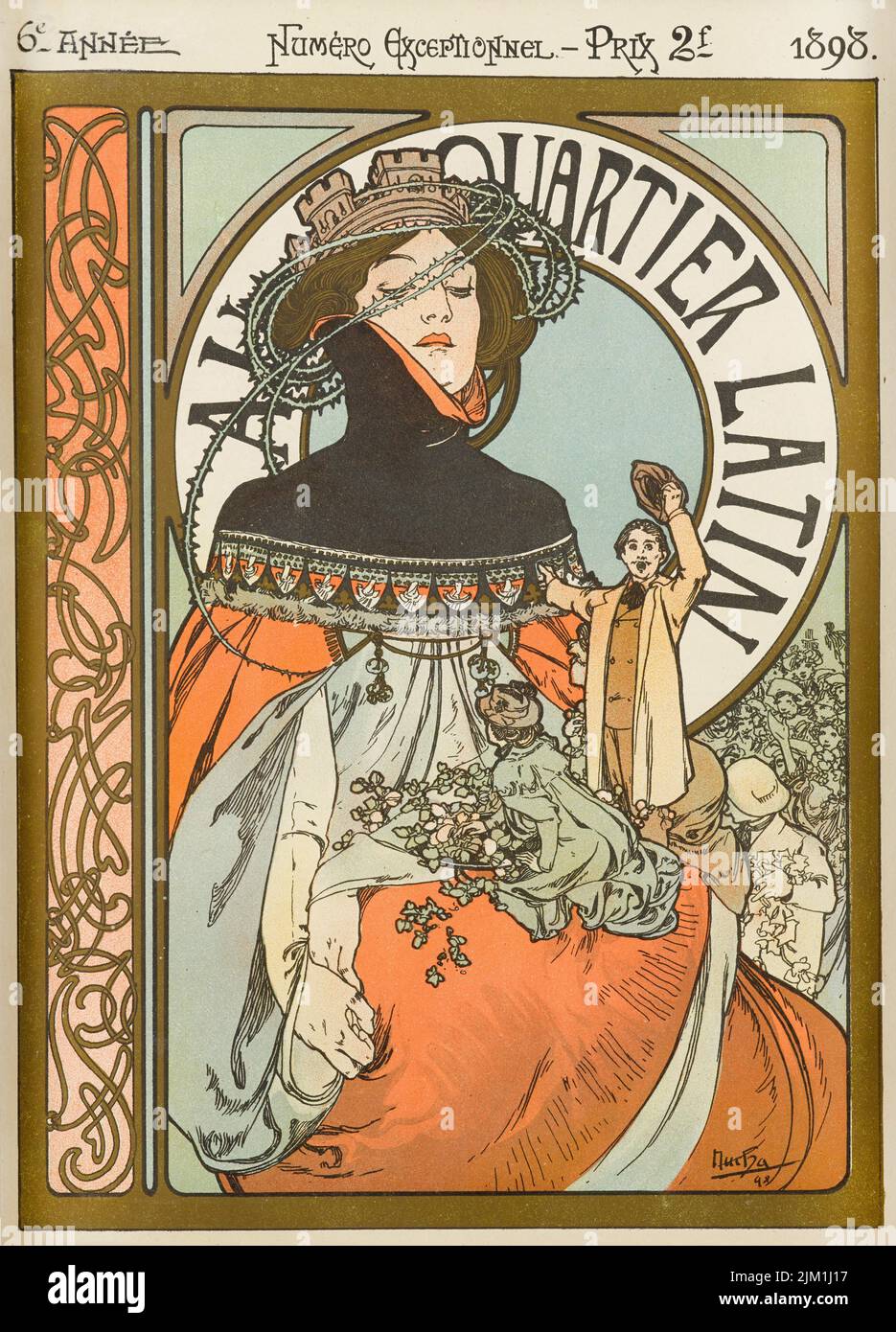 Au Quartier Latin. Museum: PRIVATE COLLECTION. Author: Alfons Marie Mucha. Stock Photo