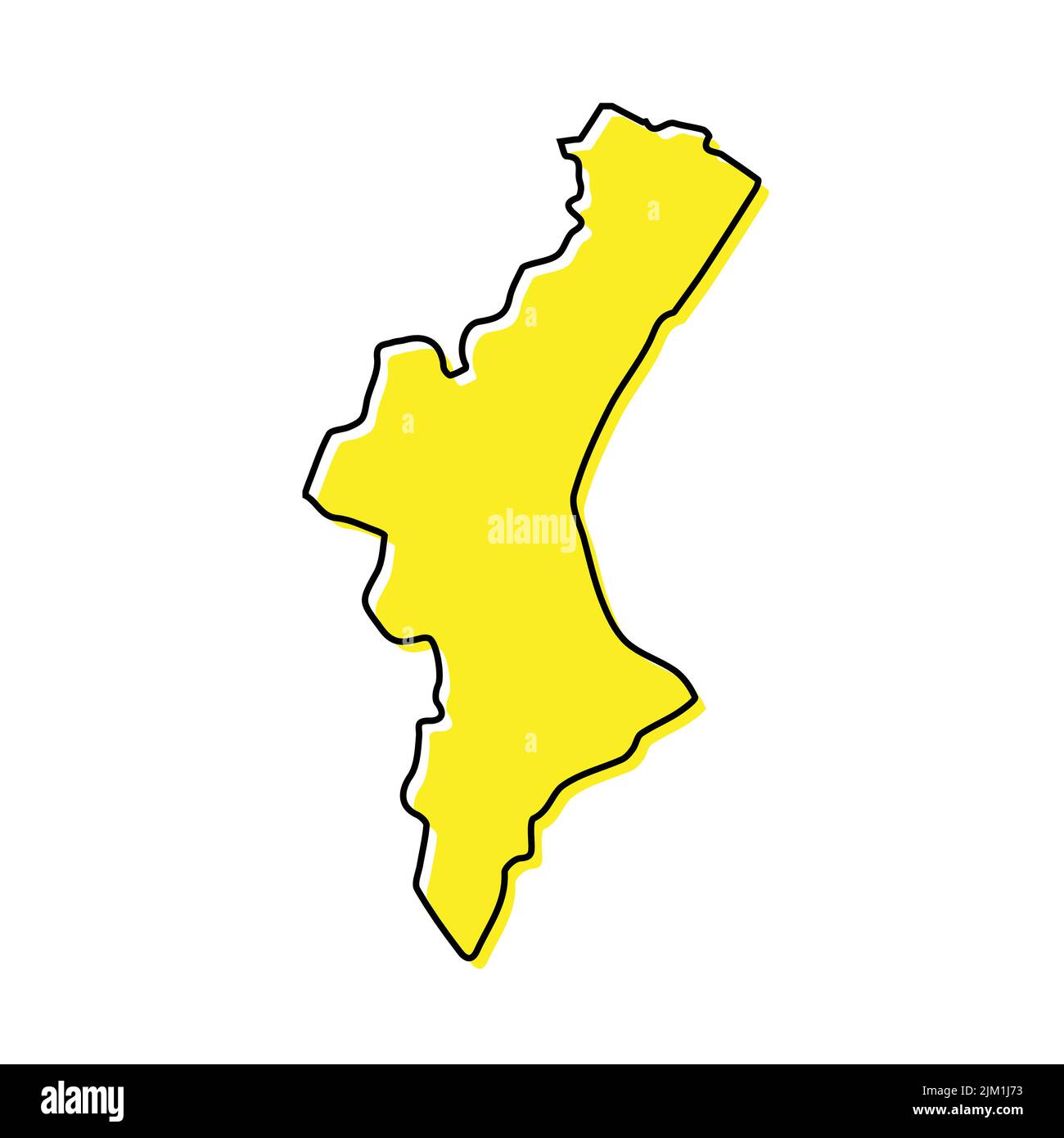 Simple outline map of Valencian Community is a region of Spain. Stylized minimal line design Stock Vector