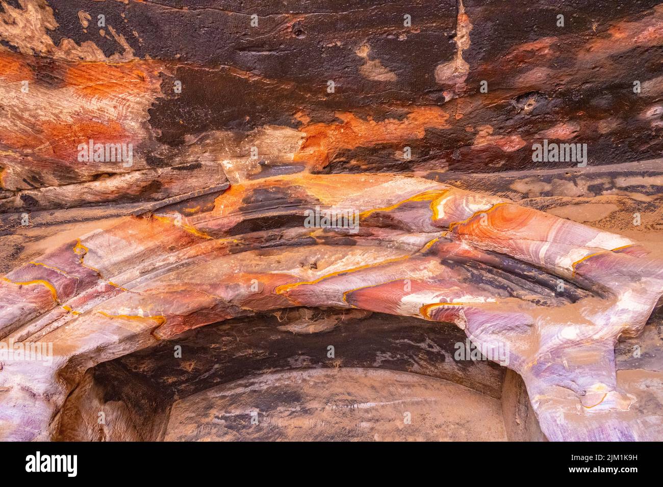 Interior of the Silk Tomb Petra Jordan. Stock Photo