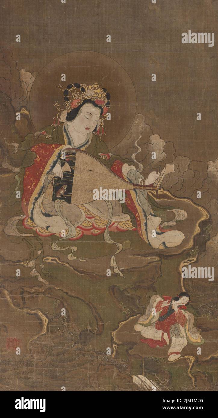 Benzaiten playing a biwa. Museum: PRIVATE COLLECTION. Author: ANONYMOUS. Stock Photo