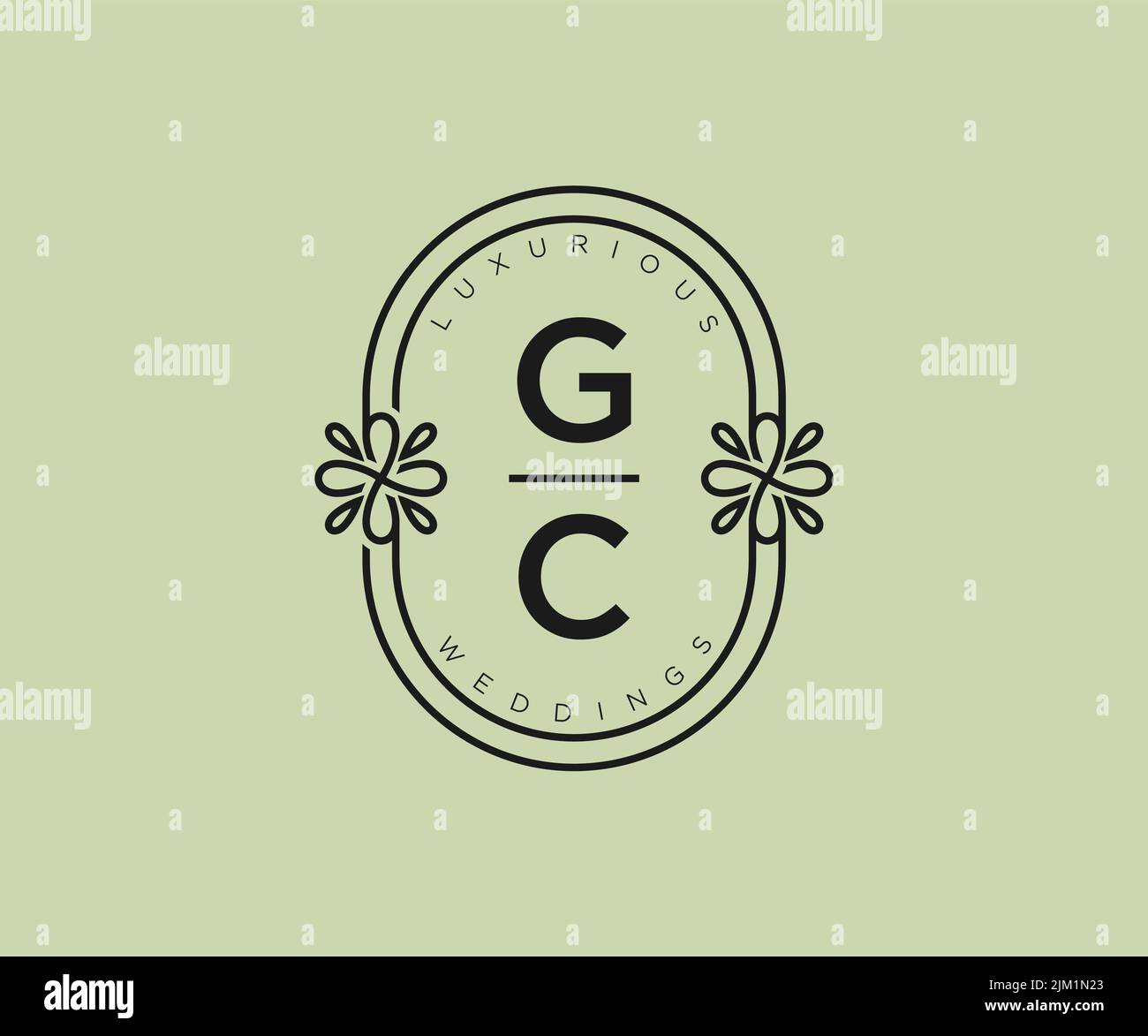 GC Initials letter Wedding monogram logos template, hand drawn modern minimalistic and floral templates for Invitation cards, Save the Date, elegant Stock Vector