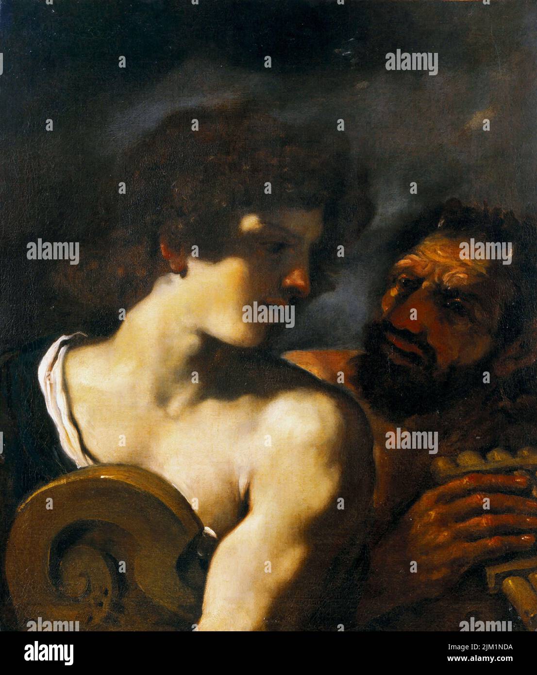 Marsyas and Apollo. Museum: Collezione di BPER Banca, Modena. Author: GUERCINO. Stock Photo