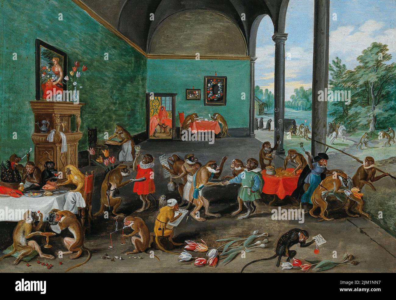 Allegory of Tulip Mania. Museum: PRIVATE COLLECTION. Author: Brueghel, Jan, the younger. Stock Photo