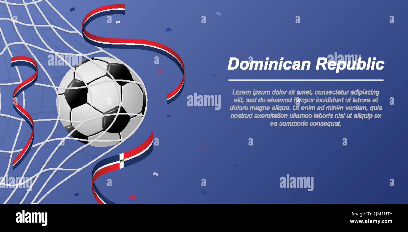 Soccer background with flying ribbons in colors of the flag of