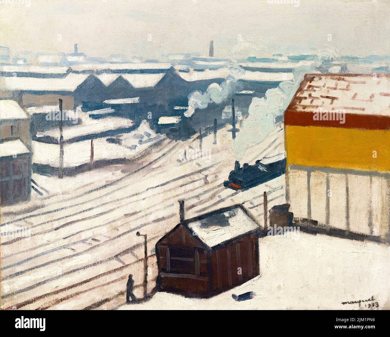 La Gare Montparnasse sous la Neige, painting in oil on canvas by Albert Marquet, 1913 Stock Photo