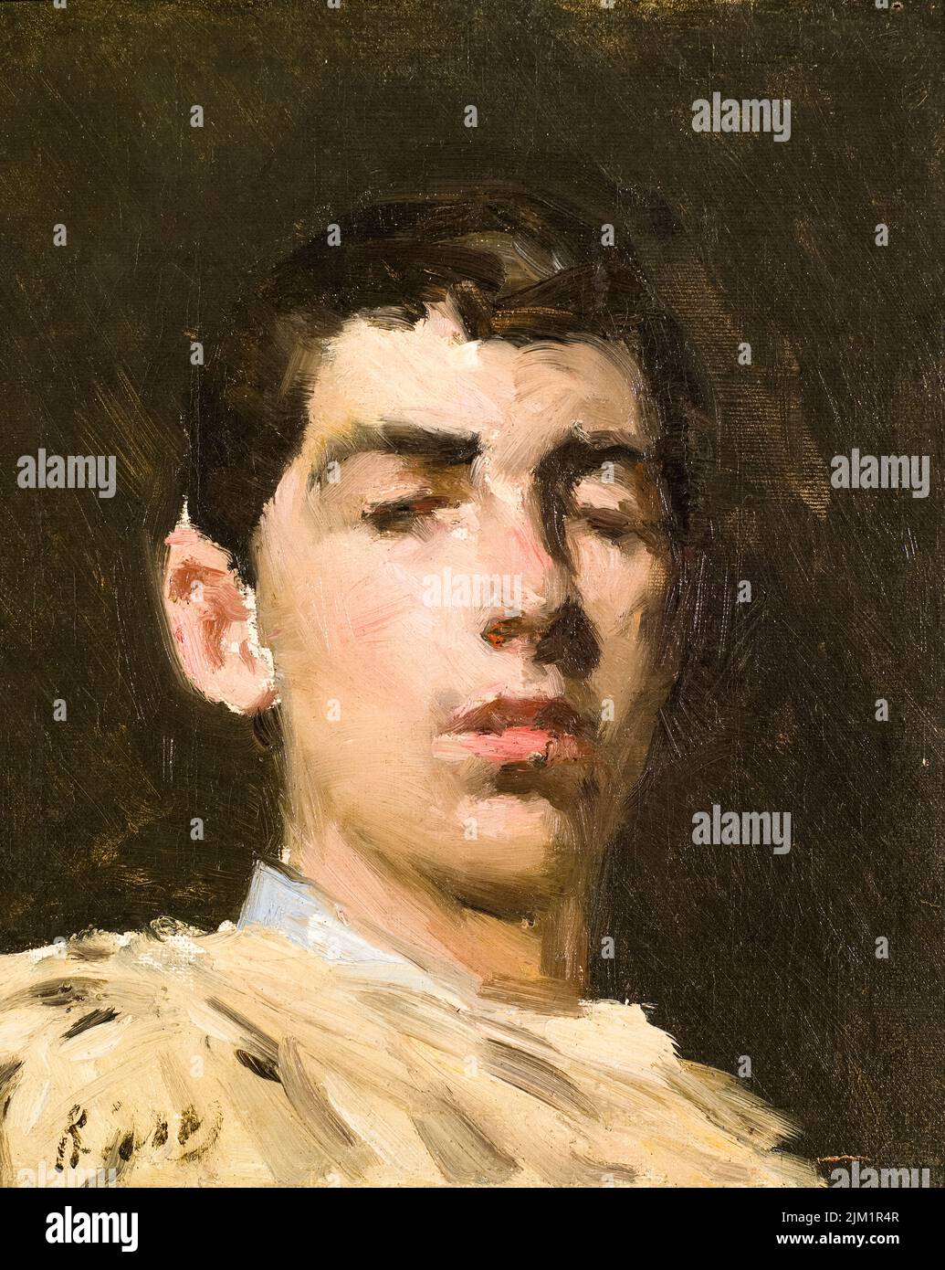 Ramon Casas (1866-1932), Self-Portrait of the Catalan artist, painting in oil on canvas circa 1882 Stock Photo