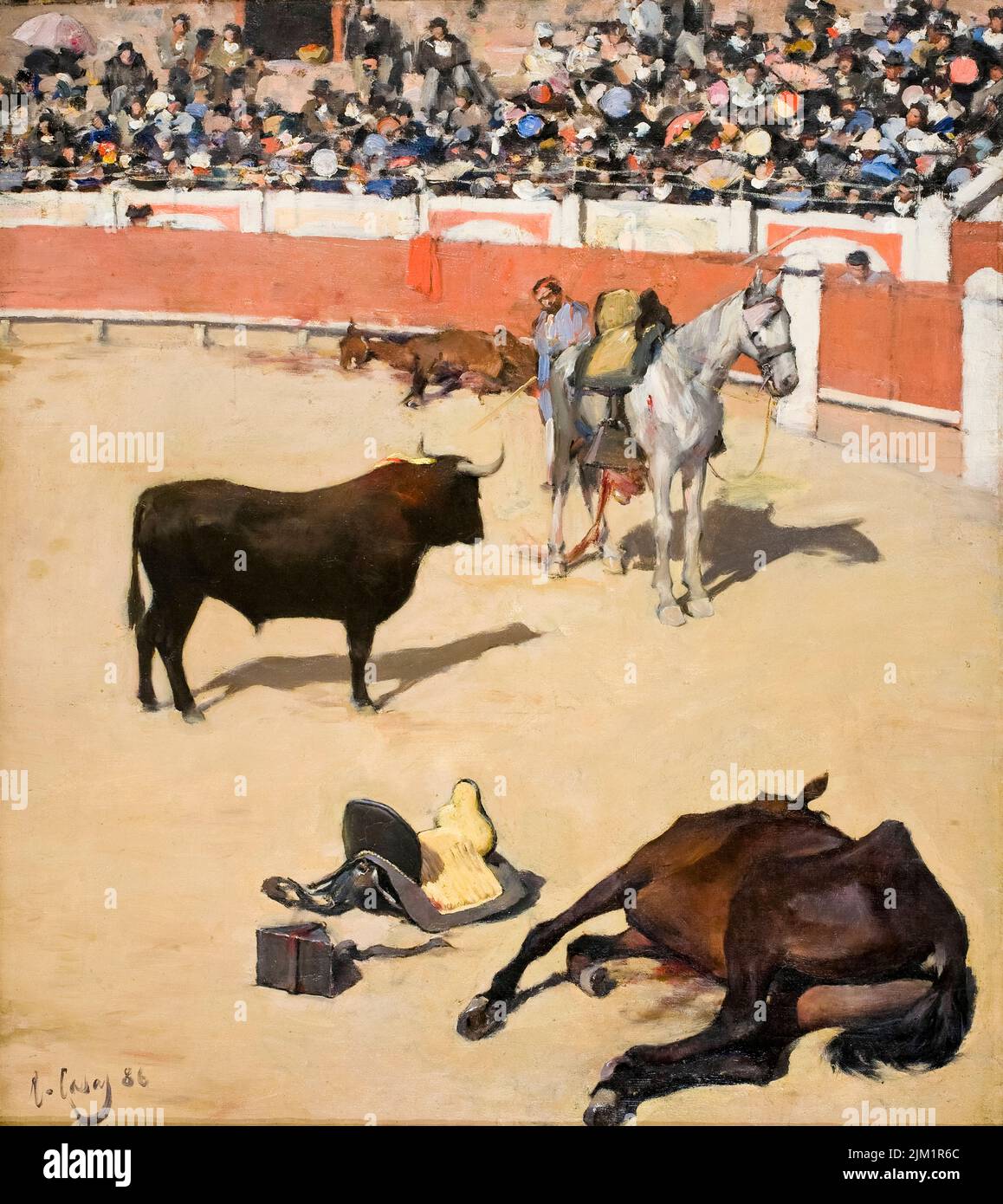 Ramon Casas painting, Bulls (Dead Horses), oil on canvas, 1886 Stock Photo