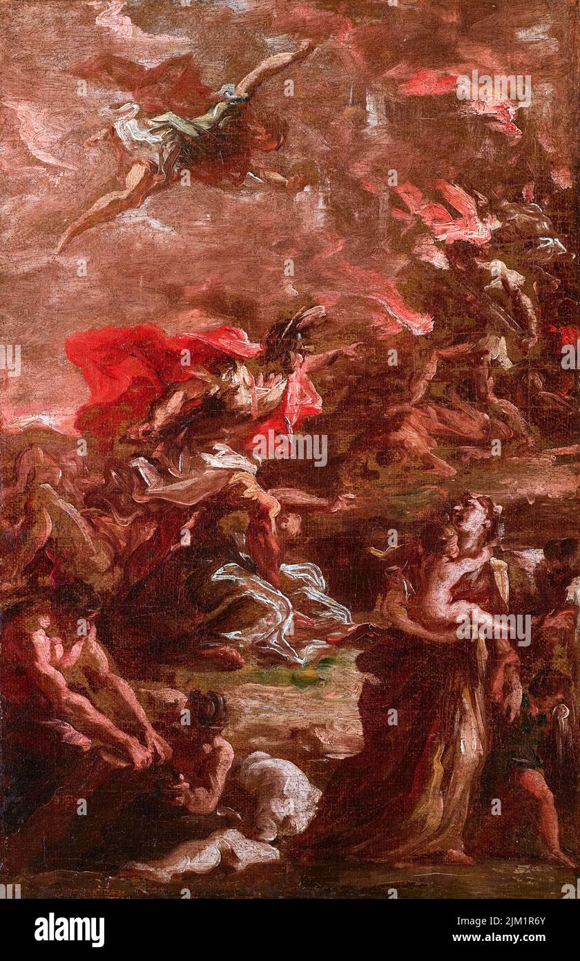 Giovanni Antonio Pellegrini painting, Allegory of War, oil on canvas, 1713 Stock Photo