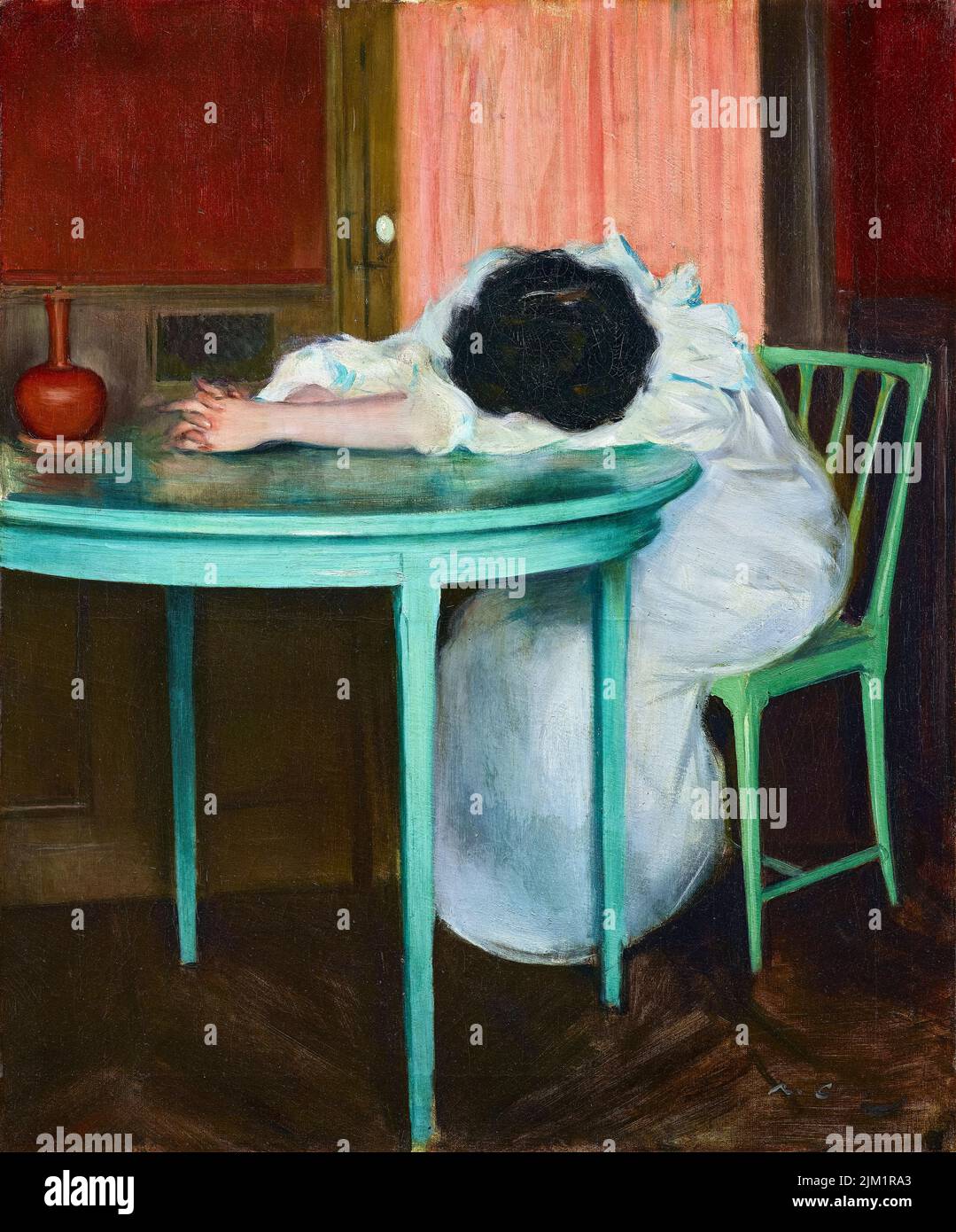 Ramon Casas, Tired, painting in oil on canvas, 1895-1900 Stock Photo