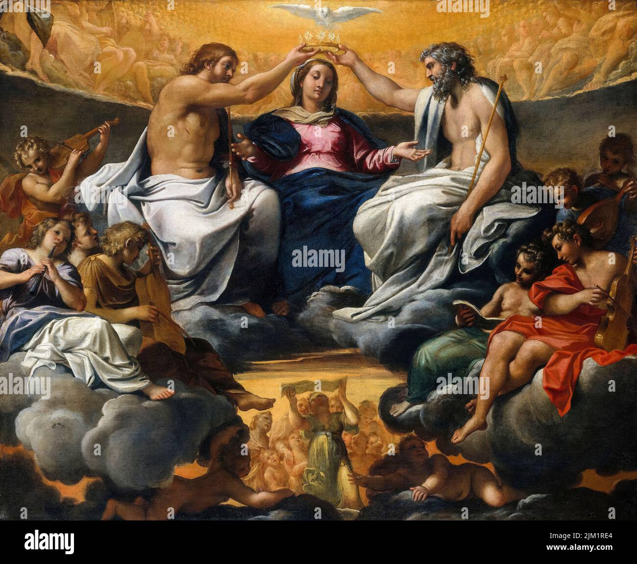 The Coronation of the Virgin, painting in oil on canvas by Annibale Carracci, after 1595 Stock Photo