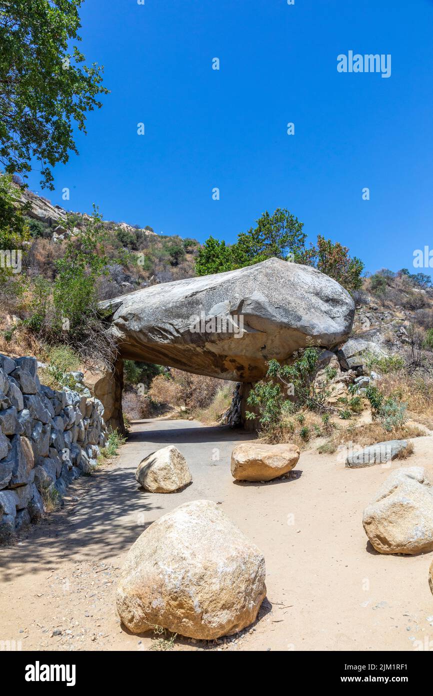 tunnel rock at sequoia tree national park entrance three rivers, USA Stock Photo