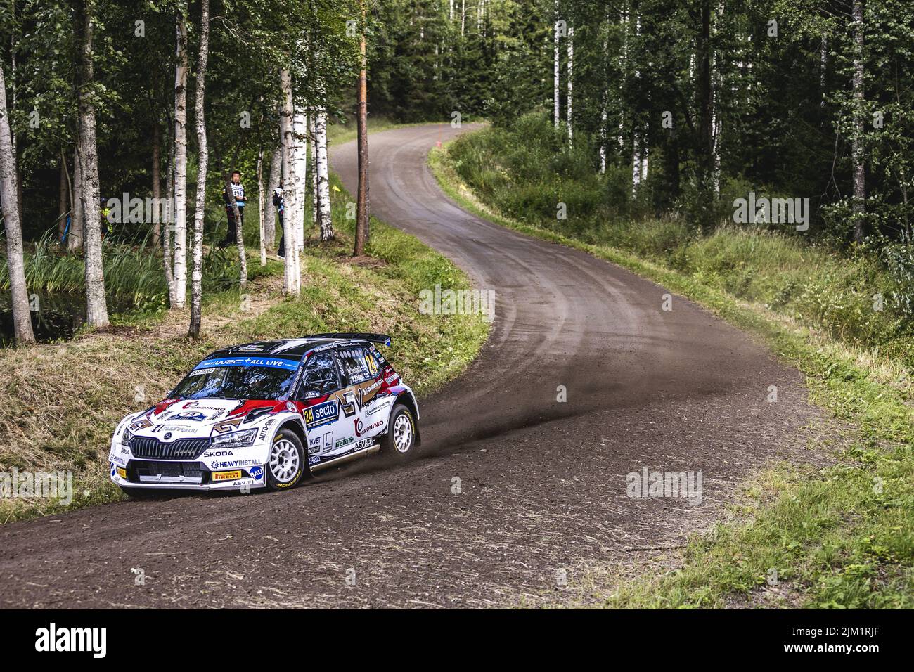 Jyvaskyla, Finland - 04/08/2022, 24 HEIKKILA Mikko (fin), VAALERI Samu (fin), Skoda Fabia Evo, action during the Rally Finland 2022, 8th round of the 2022 WRC World Rally Car Championship, from August 4 to 7, 2022 at Jyvaskyla, Finland - Photo: Nikos Katikis/DPPI/LiveMedia Stock Photo