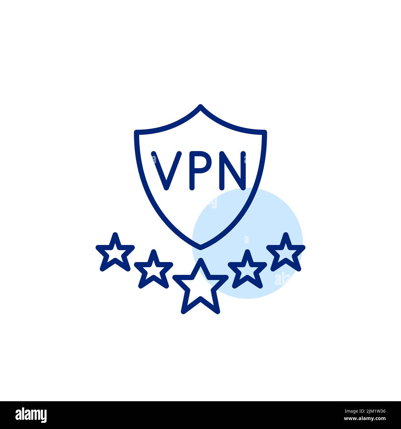 Five star rated VPN. Pixel perfect, editable stroke line art icon Stock Vector